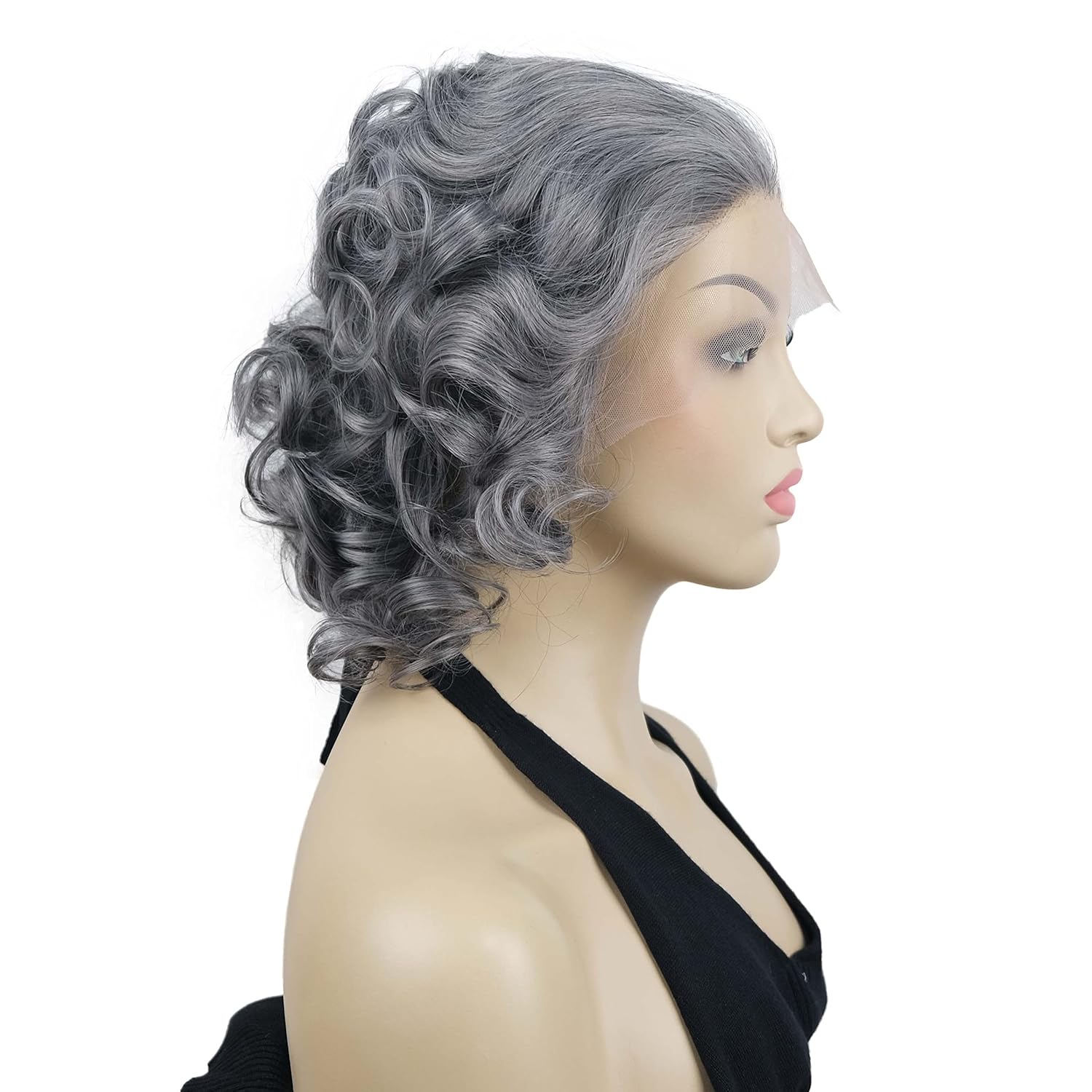 Lydell 10" Lace Front Wigs Gray Curly Women Wigs Natural Heat Resistant Synthetic Wig