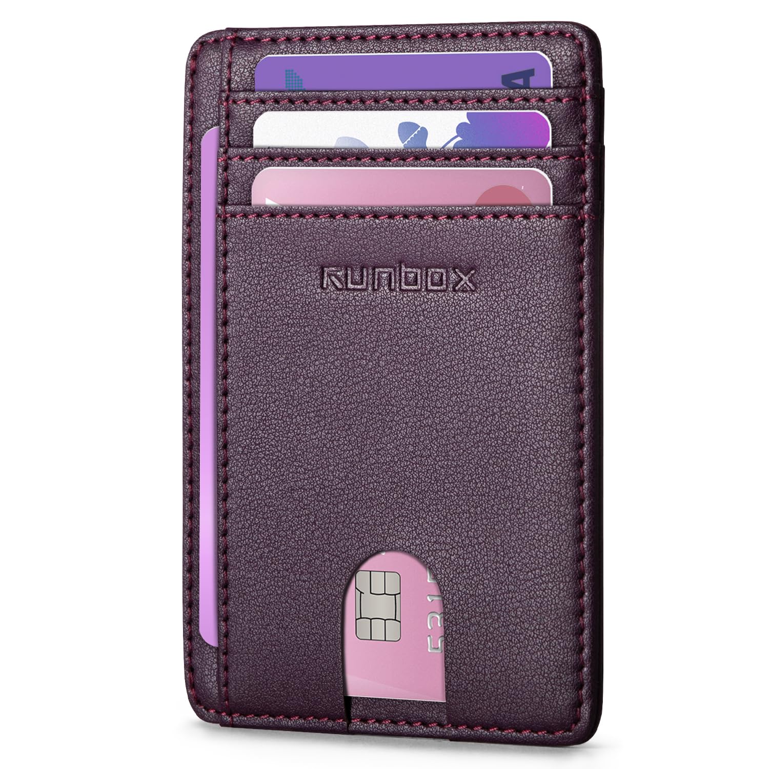 RUNBOX Slim Wallet for Men and Women, RFID Blocking Leather Card Holder