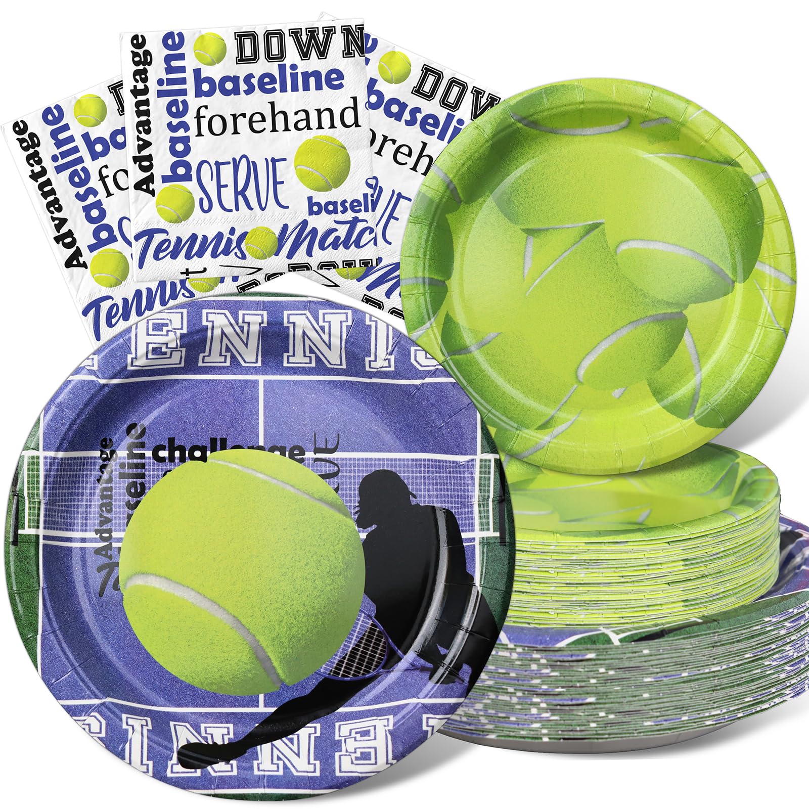Outego Tennis Party Decorations Set - 20 Packs Tennis Party Plates and Napkins - Disposable and Stylish Tennis Party Supplies for Birthdays and Events
