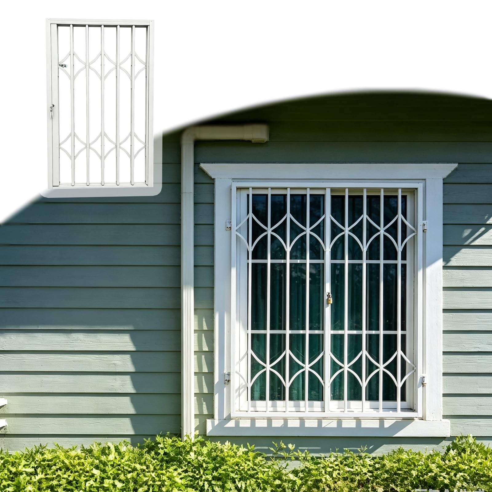 Reja Ventana Grandes Rejas Telescópicas con Cerradura Ventanas, Barra de Seguridad Plegable Antirrobo Puertas, Riel Protector Ventanas Ventilación Sistema | W50xH90cm/20x36in