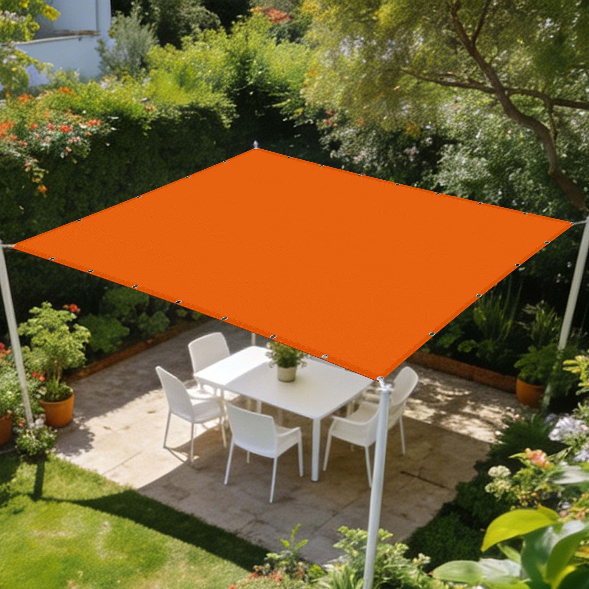 Voile d'ombrage étanche 3.6x3.6m orange imperméable avec œillets pour extérieur