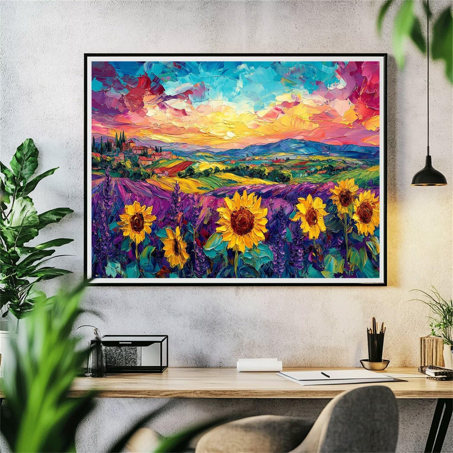 Malen Nach Zahlen Landschaft Malen Nach Zahlen Erwachsene Kinder Blume Paint by Numbers DIY Handgemalt öLgemäLde Mit 3 Pinsel Acrylfarbe für Deko Home Geburtstag Geschenk für Frauen 80x100cm A-1365