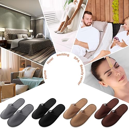 Miniatura 7 de Geyoga 24 pares de pantuflas desechables para invitados, suaves y suaves para hotel, spa, pantuflas lavables para bodas, fiestas, viajes, casa,