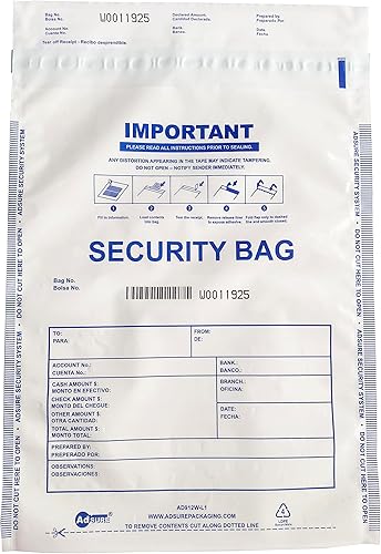 Bolsas de plástico para depósito bancario de 9 x 12 pulgadas  Depósitos bancarios seguros, manejo de efectivo o transporte seguro de divisas