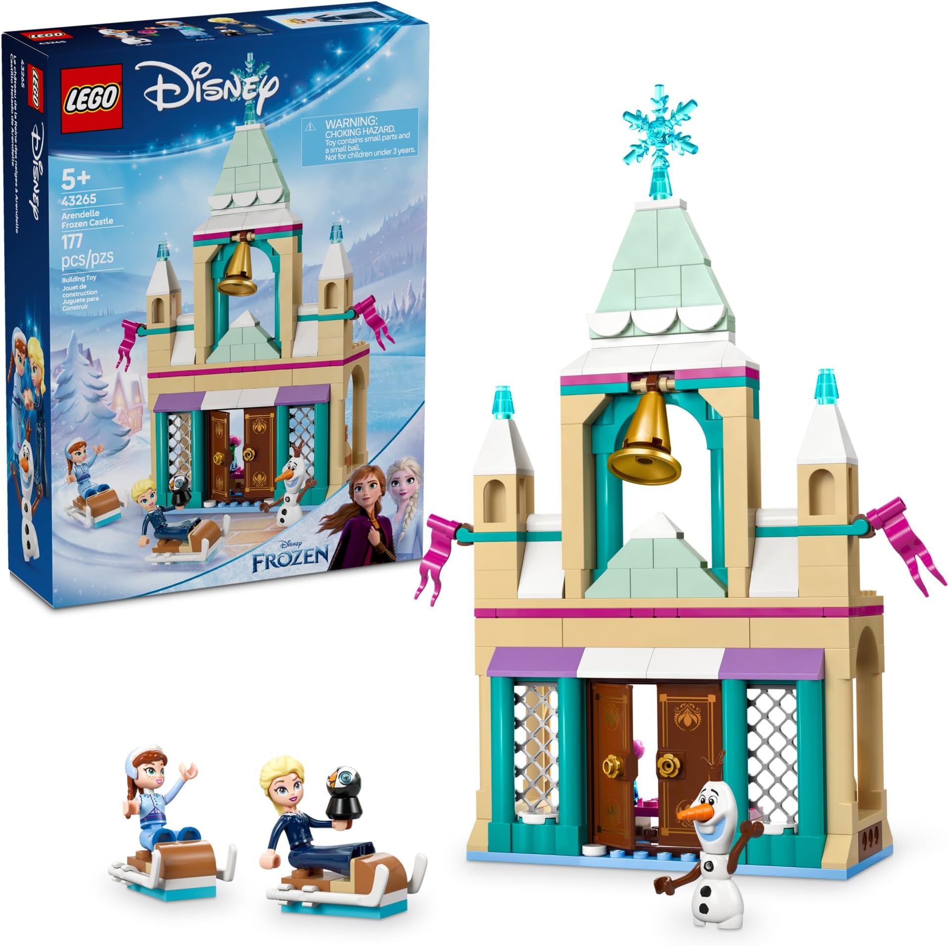 Disney Frozen: Arendelle Frozen Castle - Building Playset for Kids - Frozen Castle Toy for Fans with Princess Anna and Elsa Minidolls - 5 Year Old Girl & Boy Birthday Gift - 43265