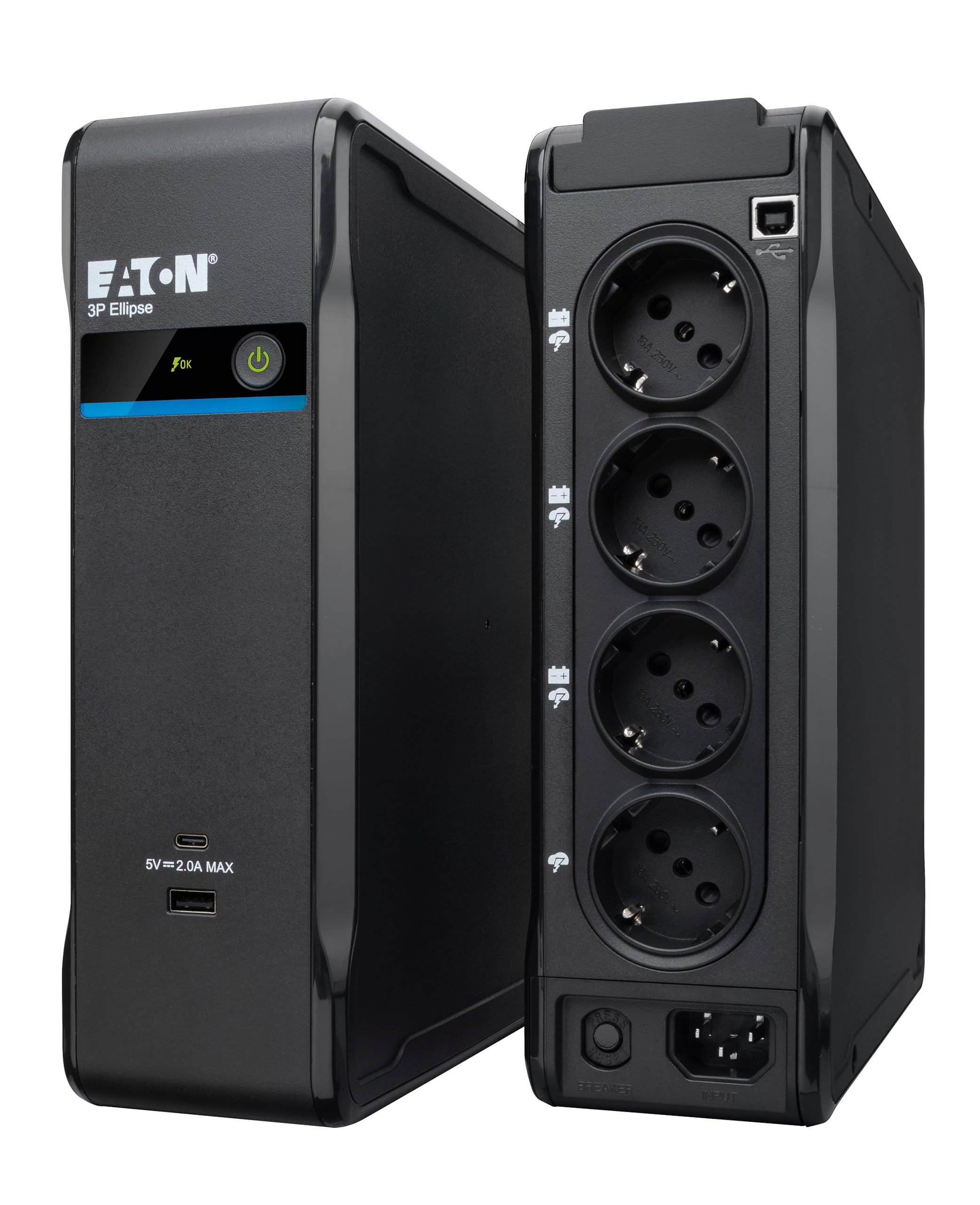 Eaton 3P Ellipse USV Off‑Line 700 VA 420 W 3P700UD 3× Schuko USB Schwarz
