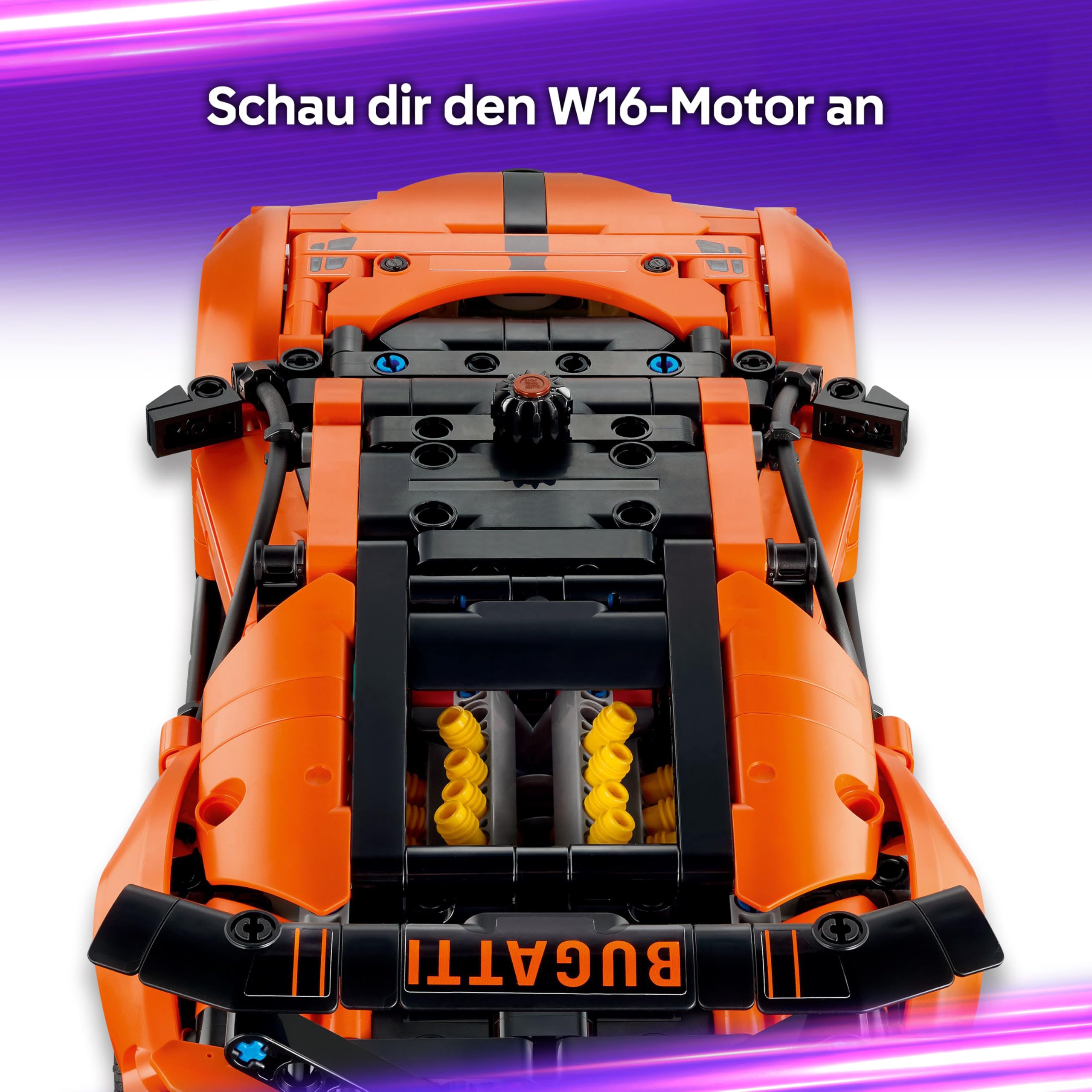 LEGO Technic Bugatti Chiron Pur Sport Hypercar - Modellauto - Rennauto zum Sammeln - Bugatti Spielzeugauto - Technic Sportwagen mit Lenkung, W16-Motor & Türen - Geschenk ab 9 Jahren - 42222