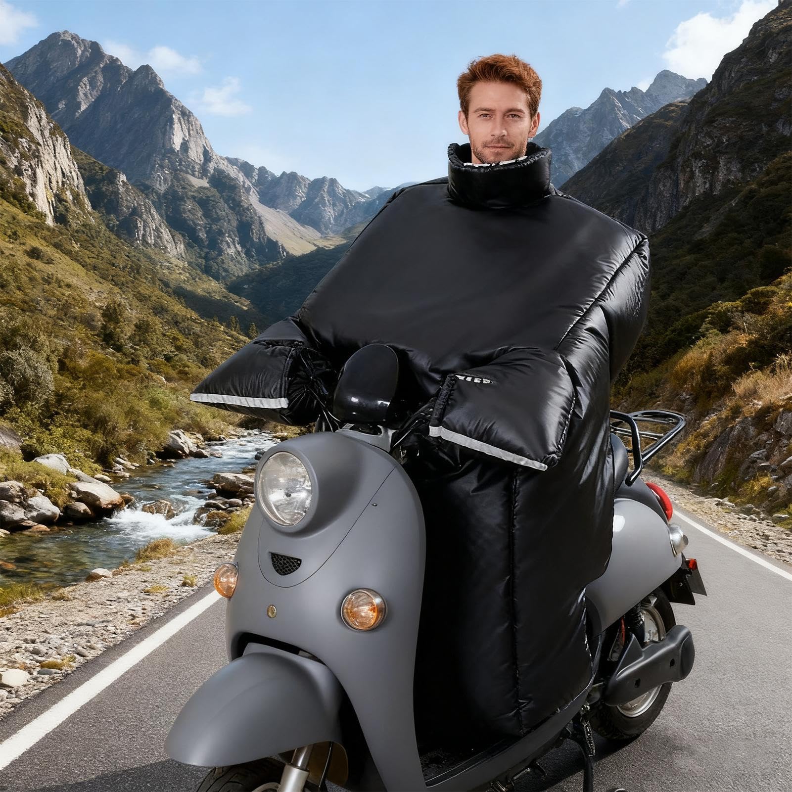 Coprigambe per moto, antivento, impermeabile, copertura invernale per equitazione, calda protezione per le gambe con guanti per donna, scooter, inverno, outdoor, equitazione, ginocchia, petto