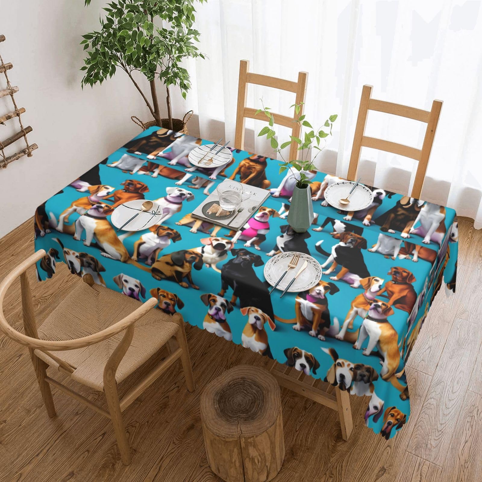 Nappe Beagle rectangulaire d'exception en tissu imprimé haut de gamme pour réception