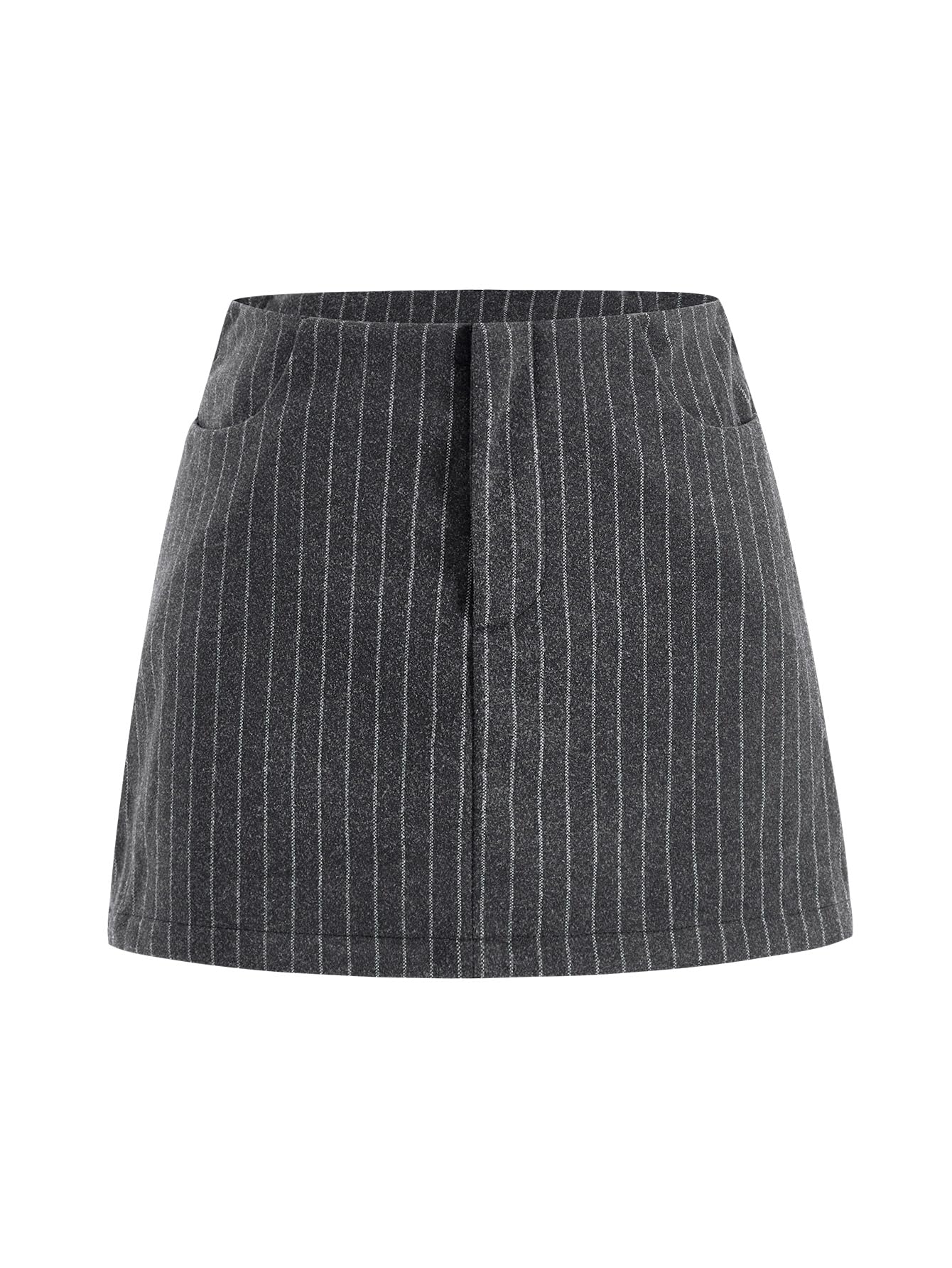 Womens Striped Mini Skirt Low Rise Bodycon Dressy Casual Work Skirts with Pockets
