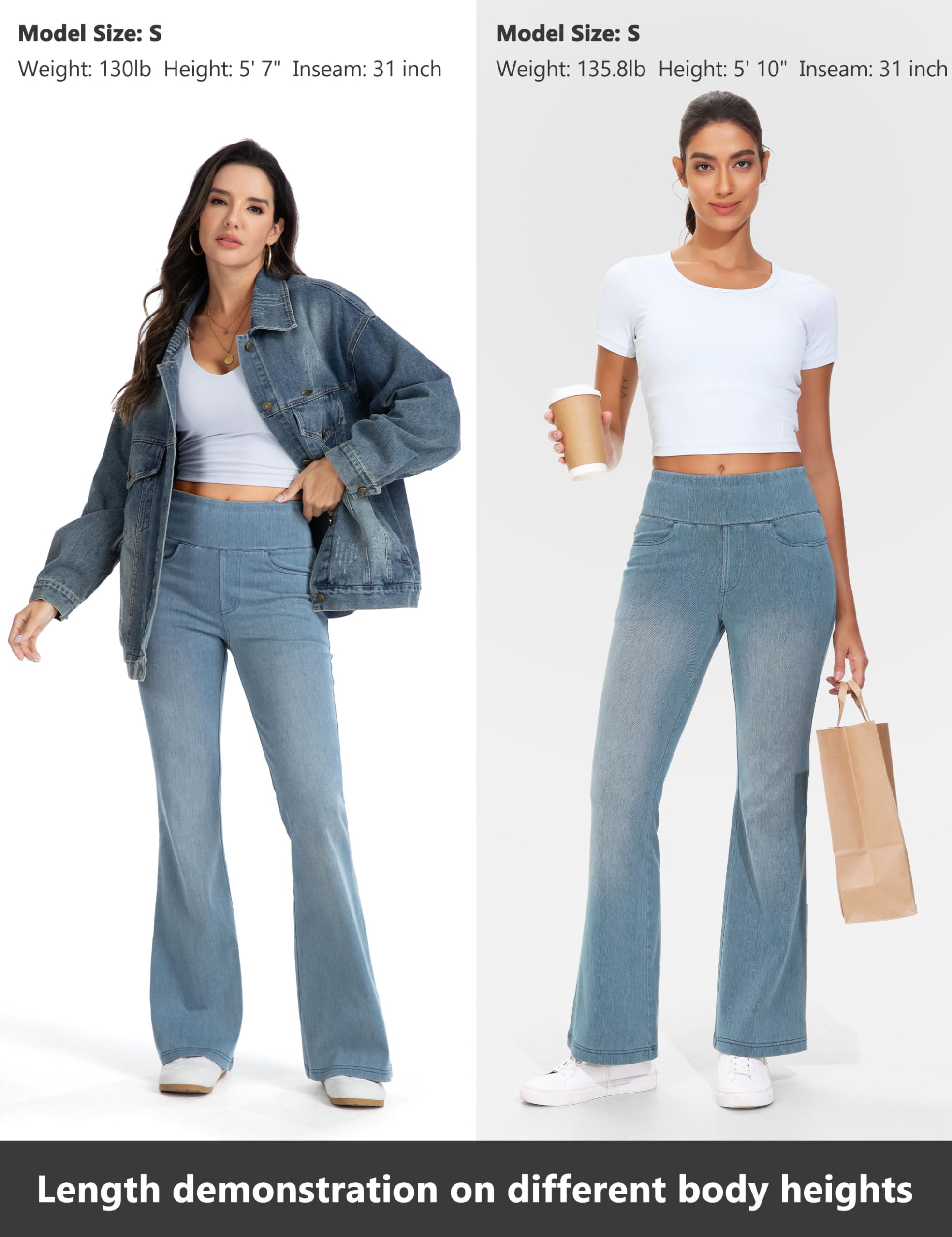 THE GYM PEOPLE Jean évasé taille haute avec poches pour femme