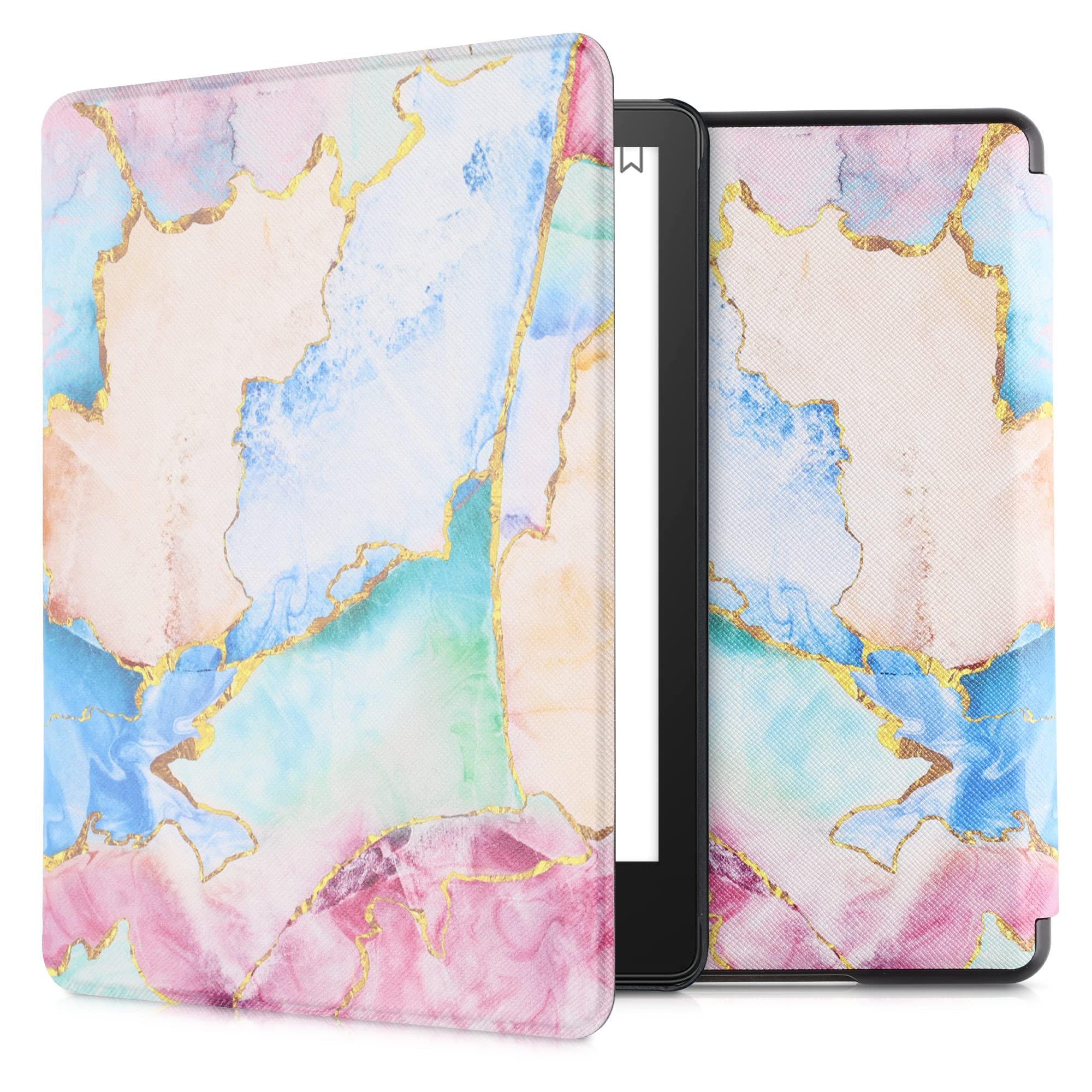 kwmobile Cover for Amazon Kindle Paperwhite (2024)/Colorsoft Case - eReader Cover with auto sleep funktion - Cosmic Nature with Blue/Grey/Black — view 24
