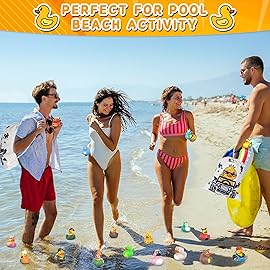 101 Pcs Jeeper Ducks with Tags for Ducking,100 Pack Rubber Ducks+100Cards Tags+1 Bag+100 Straps,Toddler Baby Party Favor