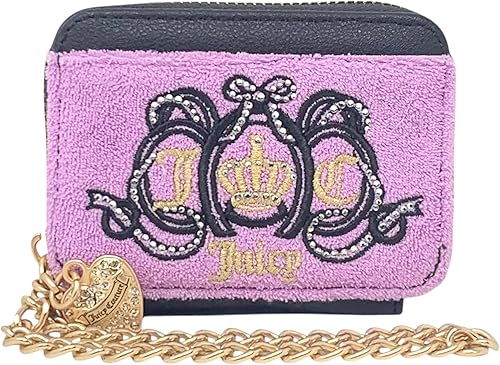 Juicy Couture Women's Square Zip Around Wallet with Wrist Strap (Lovers Club Vio
