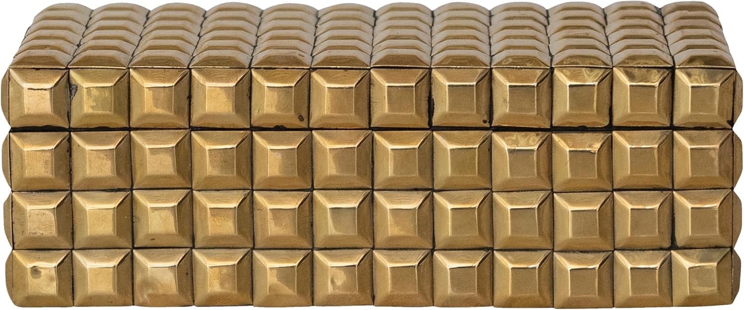 Bloomingville Reclaimed Wood Decorative Box with Brass Accents, Gold