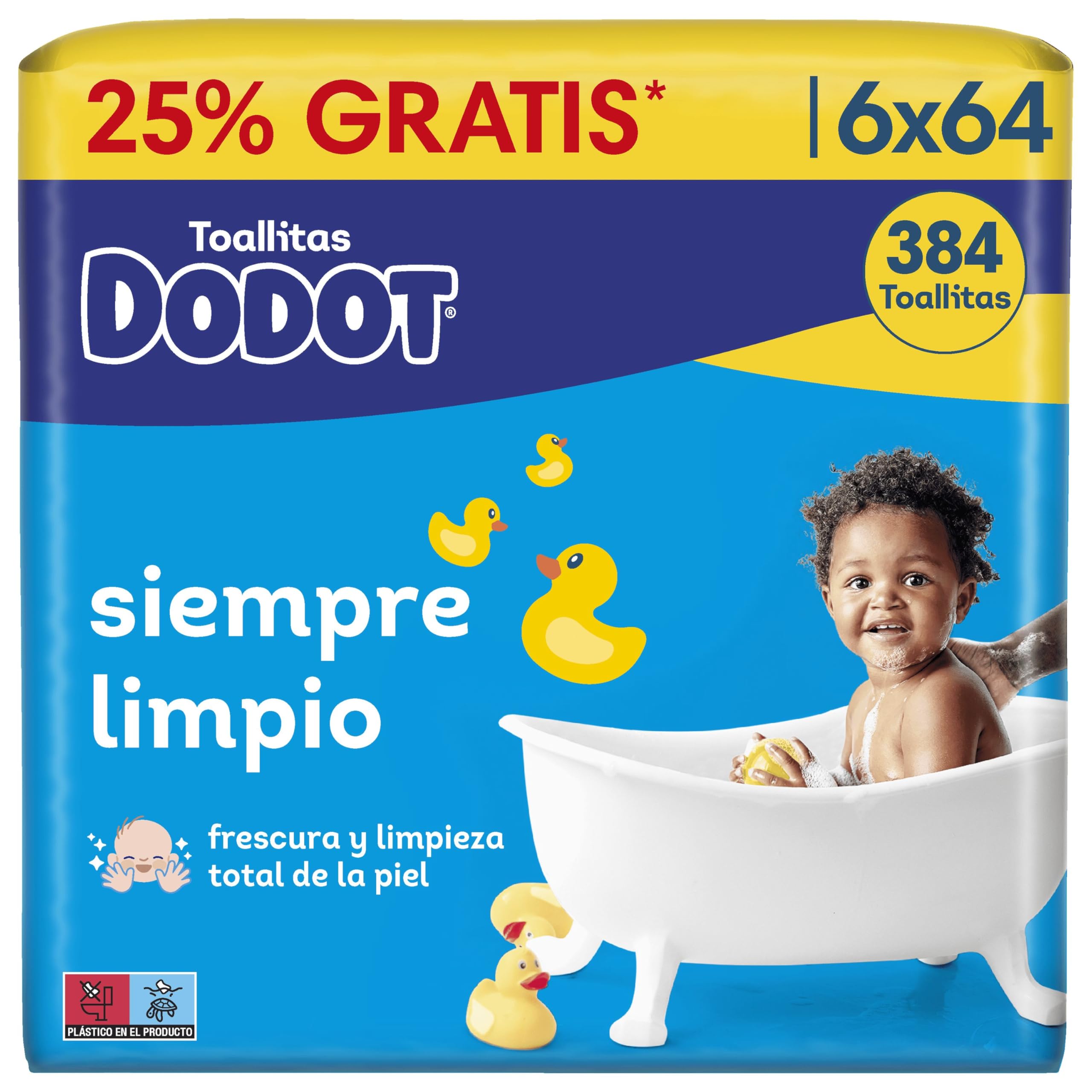 Dodot Toallitas Bebé Seco para Bebé, 384 toallitas, recupera el pH de la piel del bebé (6 Paquetes de 64) — view 2