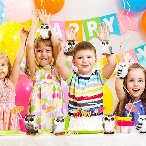 Miniatura 7 de HyDren 8 piezas de mini búho de peluche de 3.2 pulgadas, suave animal de peluche gris y blanco nevado, decoración de felpa para vacaciones, boda,