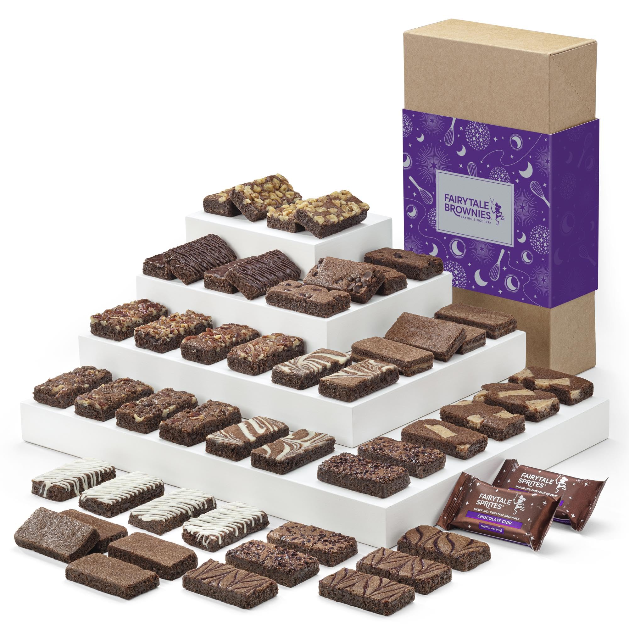 Sprite 48 Individually Wrapped Gourmet Chocolate Food Gift Basket - 3 Inch x 1.5 Inch Snack-Size Brownies - 48 Pieces - Item LF248