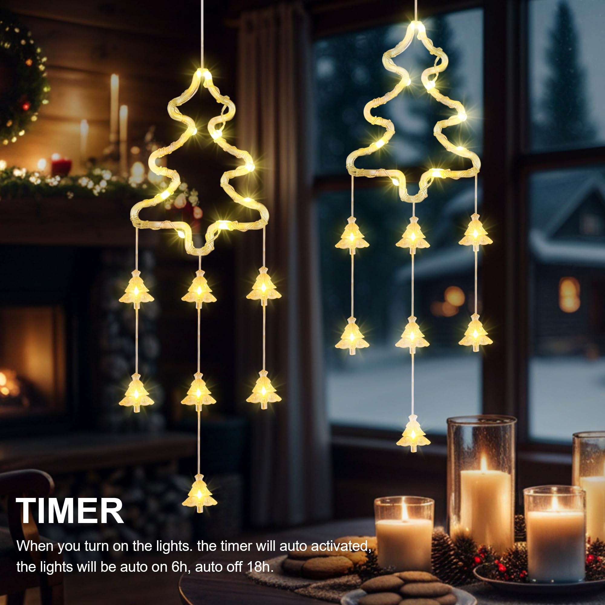 Kerstverlichting 96 LEDs 4 Meter LED Sneeuwvlokken Lichtgordijn - 96 LEDs, 4 Meter, Warmwit - Batterijvoeding (niet Inbegrepen), Waterdicht IP44 - Met Timer Voor Kerstdecoratie Binnen/buiten Kerstdecoratie Raam