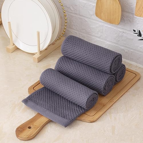 Miniatura 6 de Homaxy Toallas de cocina 100% algodón con tejido de gofre, 13 x 28 pulgadas, súper absorbentes y lavables a máquina, para secar platos, paquete de
