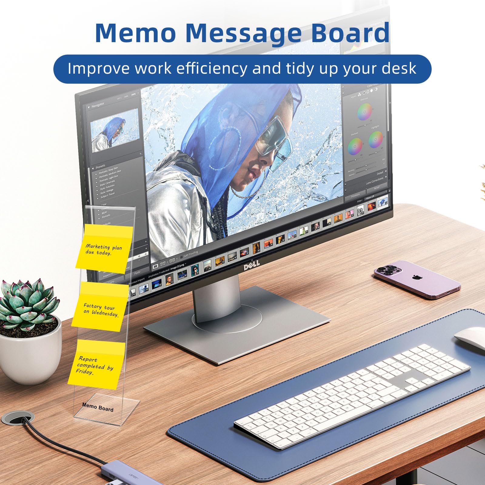 Memo-Board Für Monitor – Klebt Am Bildschirmrand, Mit Telefonhalter, Aus Acryl, Für Notizen & Fotos
