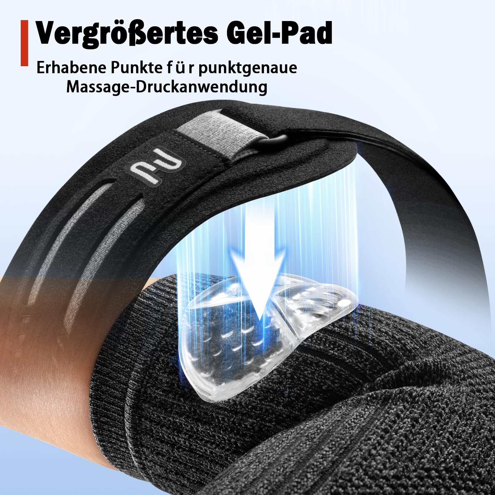 ZOELION Ellenbogenbandage & Tennisarm mit Abnehmbarem Gel-Pad Strap, Ellenbogenbandage golferarm für Herren und Damen (Einzelpackung, Schwarz/L)