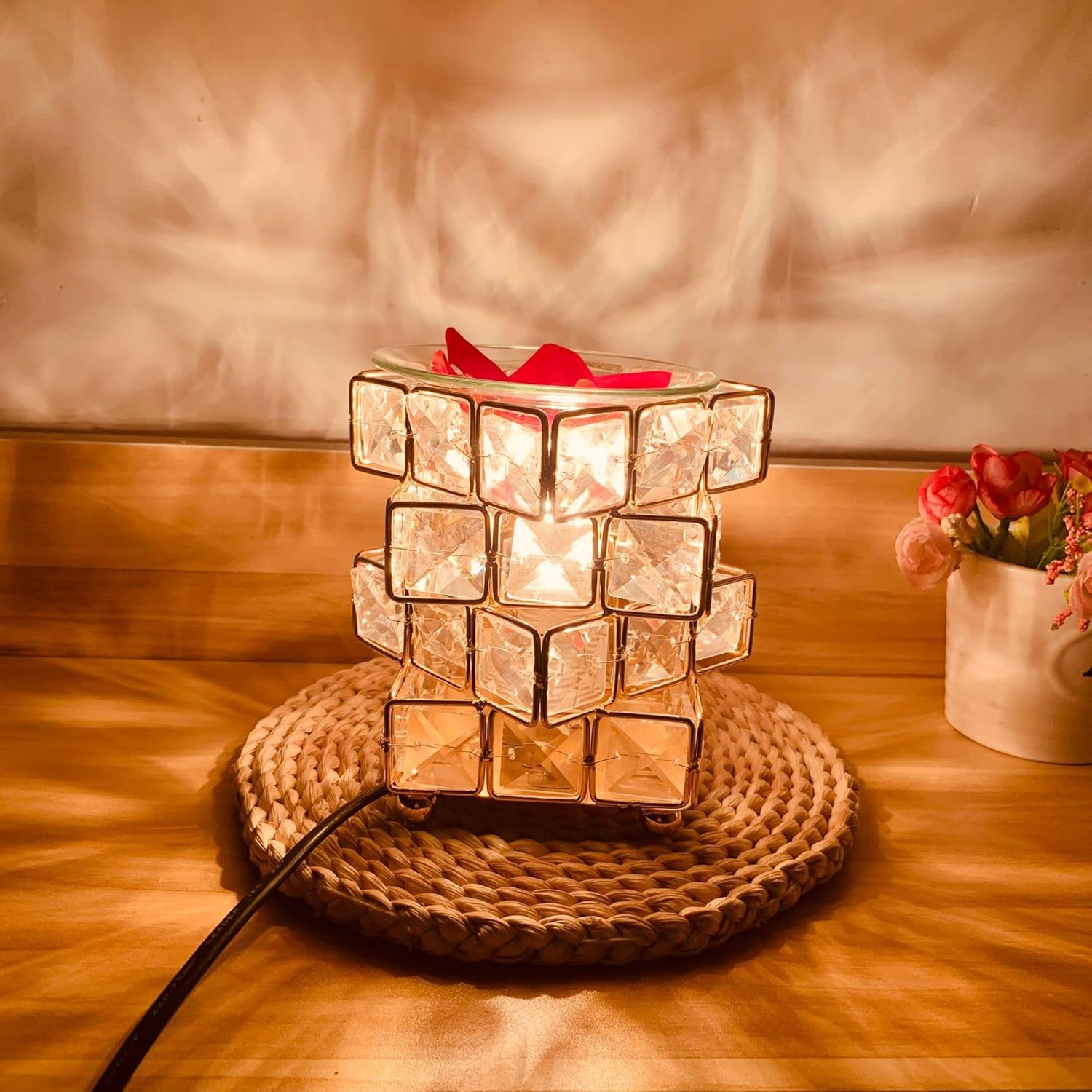 Electric Candle Warmer Lamp, Wrought Iron Crystal Wax