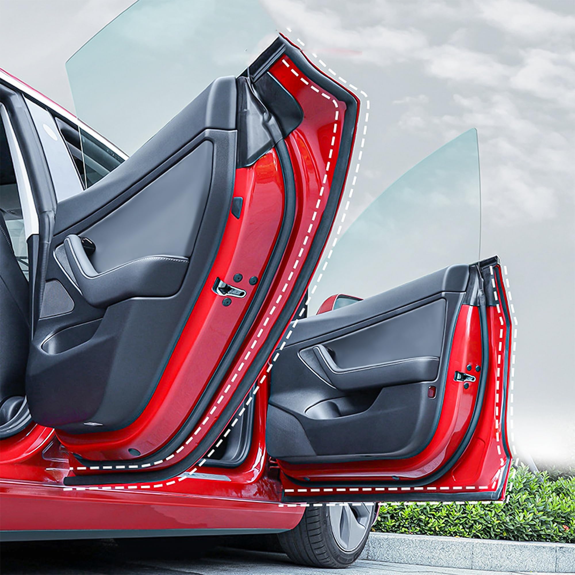 Arcoche Kit De Joint De Porte Tesla Modèle 3, Bande En Caoutchouc Insonorisée Pour Réduction Du Bruit, Bande D'Étanchéité Pour Réduction Du Bruit Du Vent Pour Modèle 3