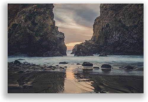BoxColors 1 Panel of 20x30 inches Canvas Prints Wall Art Pictures Framed landscape rocky mountains beach nature reflection scenic sunset Home Decor