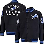 Ultra Game NFL Official Adults Classic Varsity Coaches Jacket Coat - Unisex, Detroit Lions, Team Color, Medium