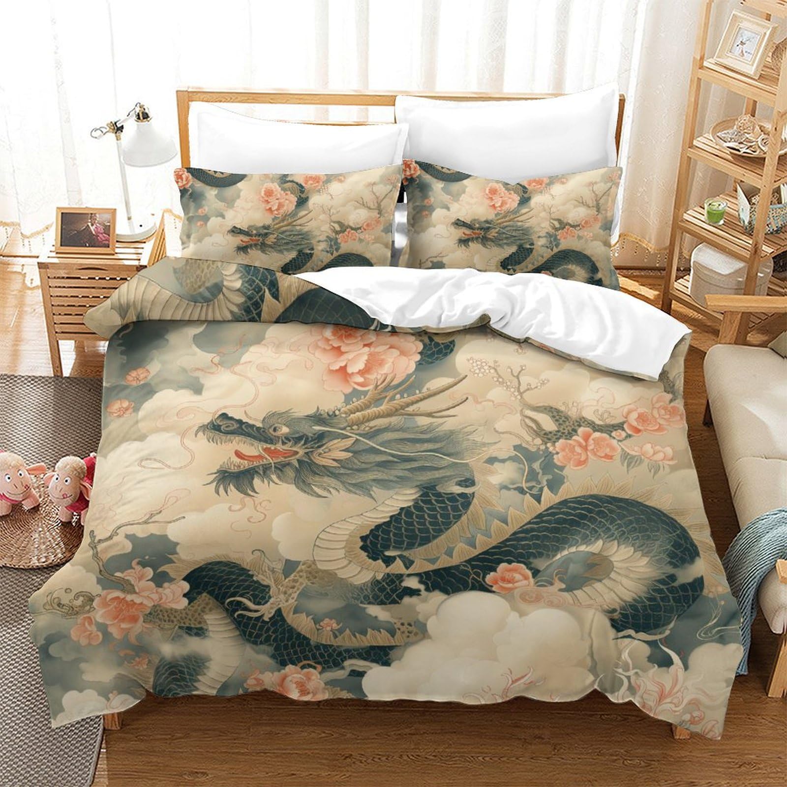 Parure de lit dragon antibactérienne King Size pour un sommeil sain