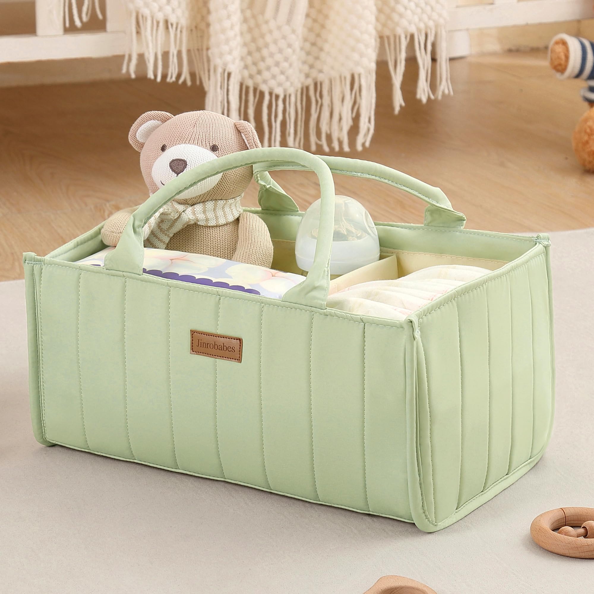 Jinrobabes Nappy Caddy Organiser, Baby Diaper Caddy for Nappy Station,Newborn Essentials