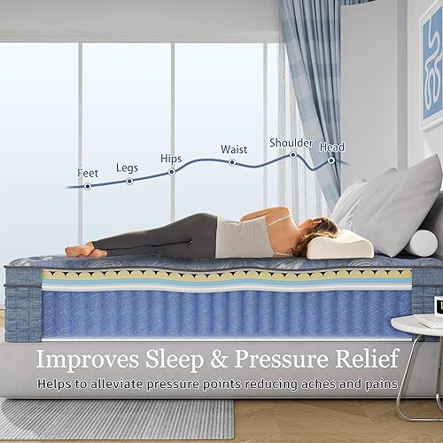 Miniatura 4 de Colchón Queen de 10 pulgadas en una caja, refrescante y transpirable, colchón de firmeza media con espuma viscoelástica de gel y resortes