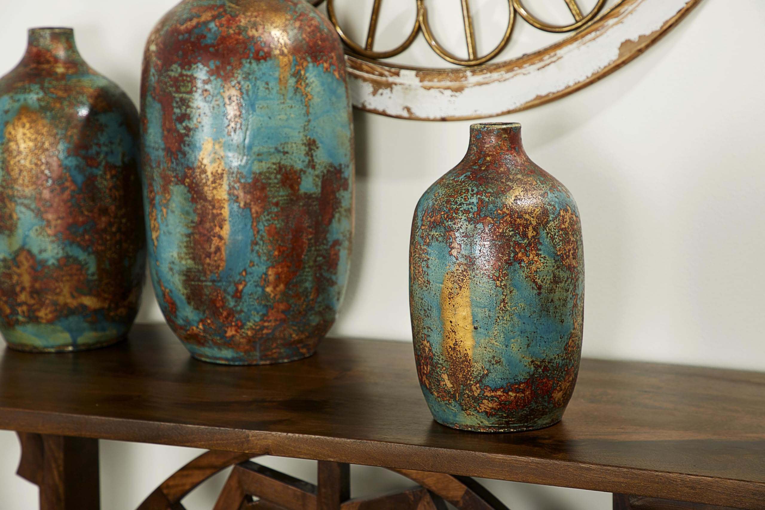 多色模様の細長い花瓶 Amazon.co.jp: Deco 79 マルチカラー セラミック 素朴な花瓶、12 x 7 x