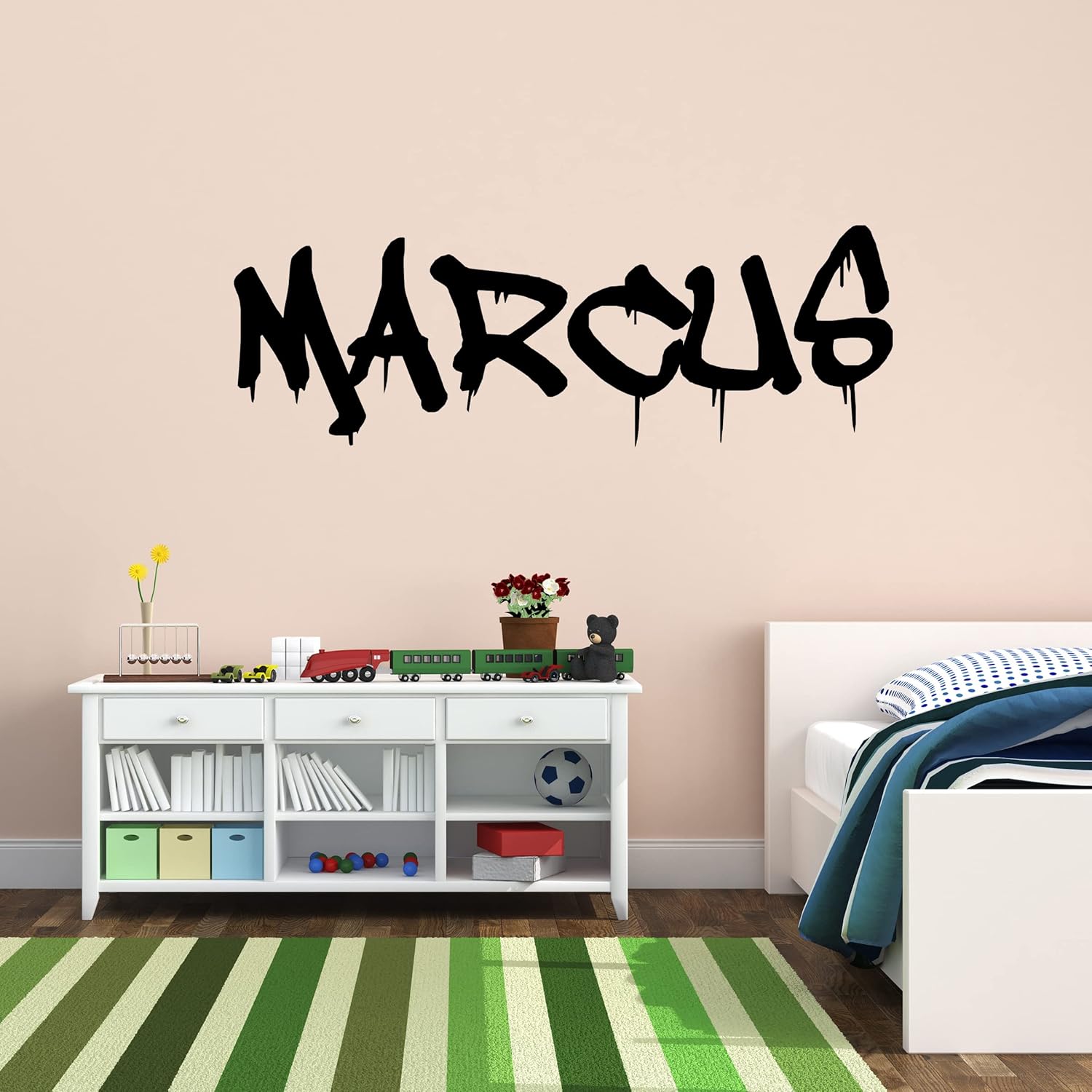 VWAQ Custom Graffiti Name Wall Decal - Personalized Kids Vinyl Art Decor Sticker Hip Hop Graphic - CSGN5 (20" Height, Black)