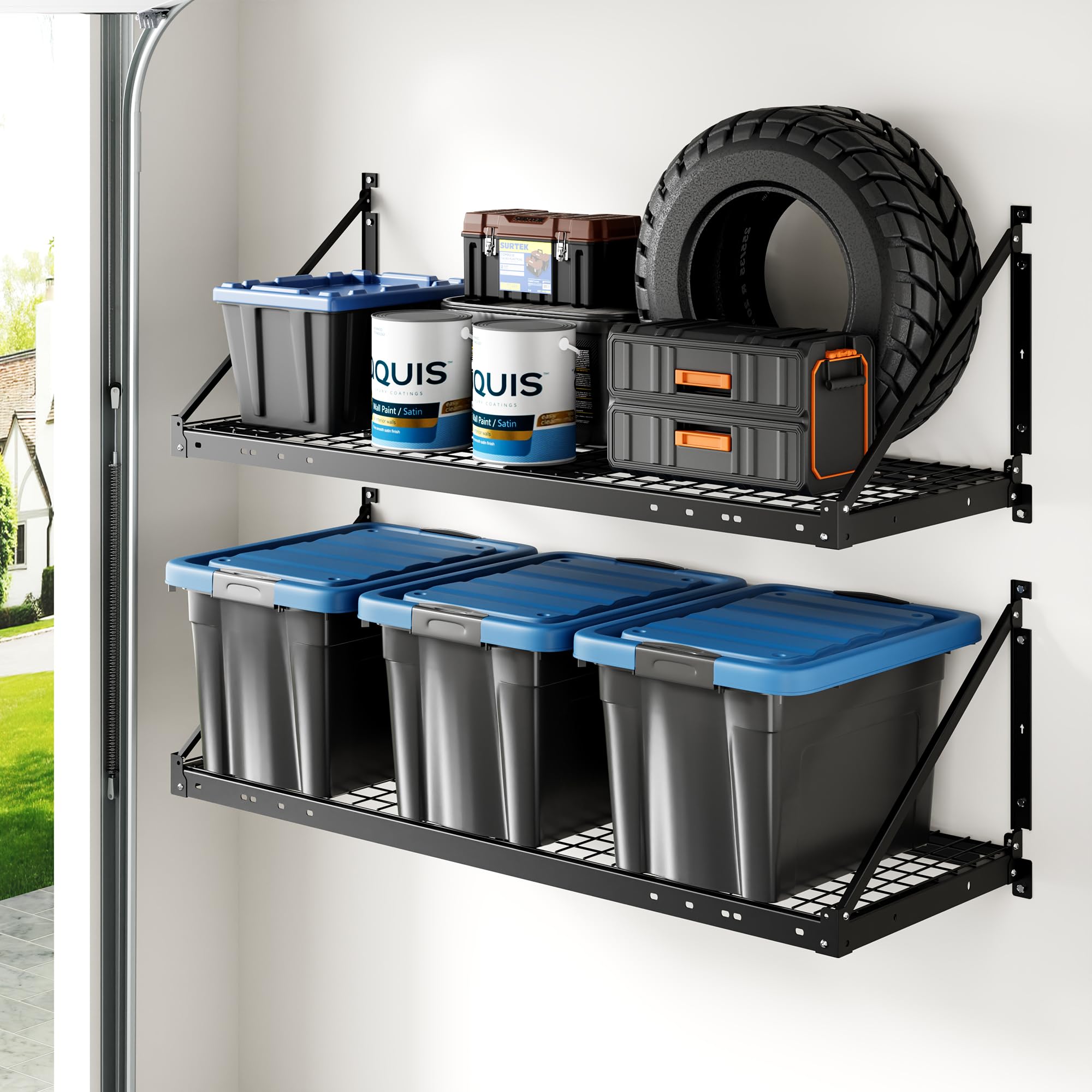 Best Garage Fixed Wall Shelves (for a Cleaner Look) 7 FLEXIMOUNTS 2-Pack 2x4ft Wall Shelving
