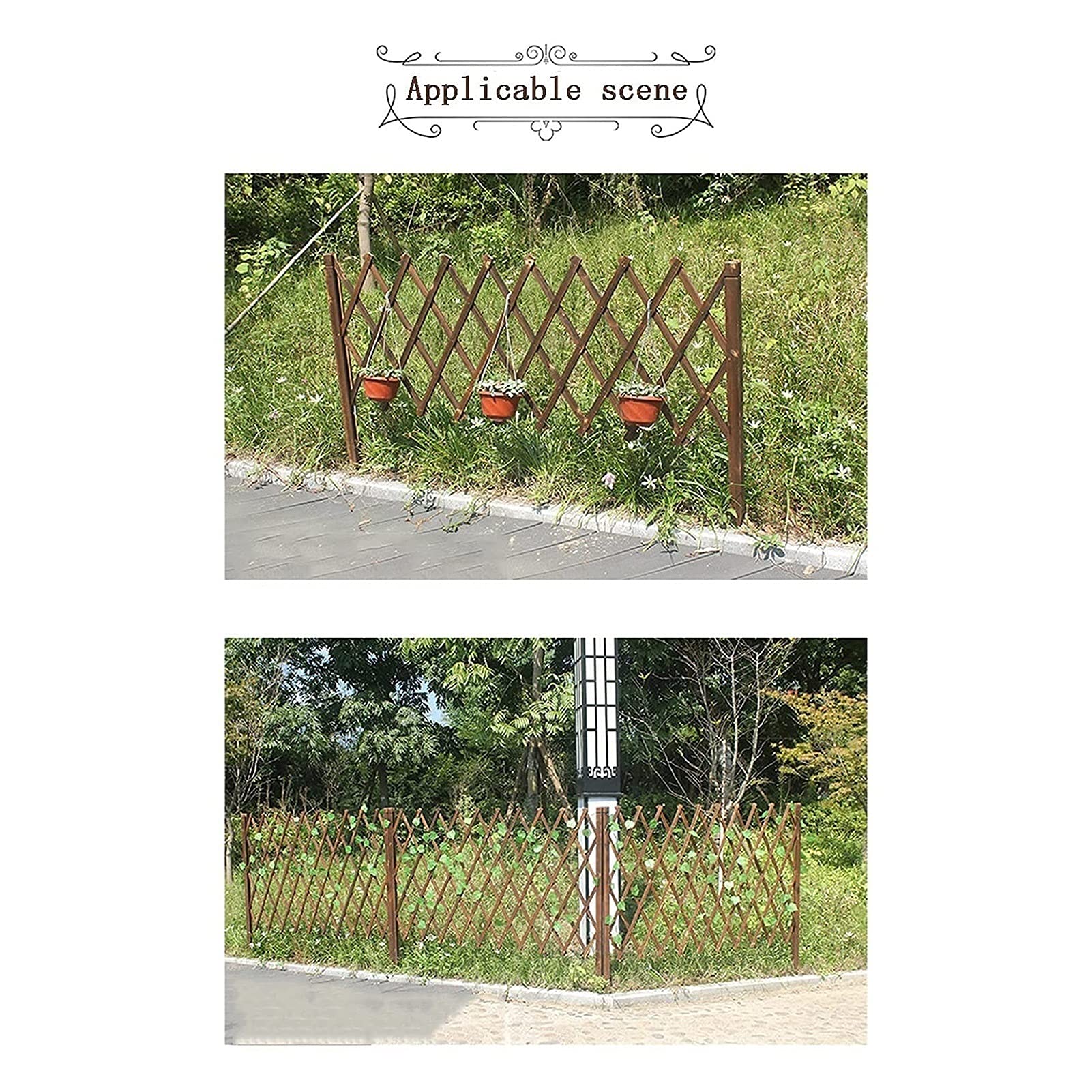 PLJKIHED Valla de jardín de celosía extendida, Marco de celosía de Madera subterráneo enchufable Engrosado/Plantas trepadoras al Aire Libre/Panel de celosía de Marco de jardín/H130*L260Cm Stabilize