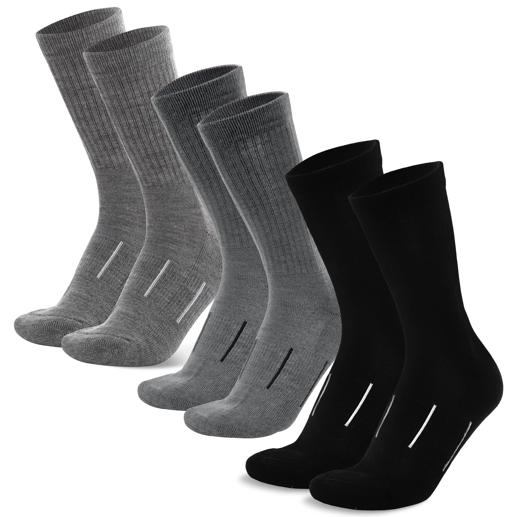 Merino.tech 3 Paar Merino Socken Herren und Damen Wandersocken Unisex | Crew Style, Stiefelsocken, Gepolsterte Sohle, blasenfrei, geruchshemmend, atmungsaktiv, langlebig, kratzfrei, pflegeleicht
