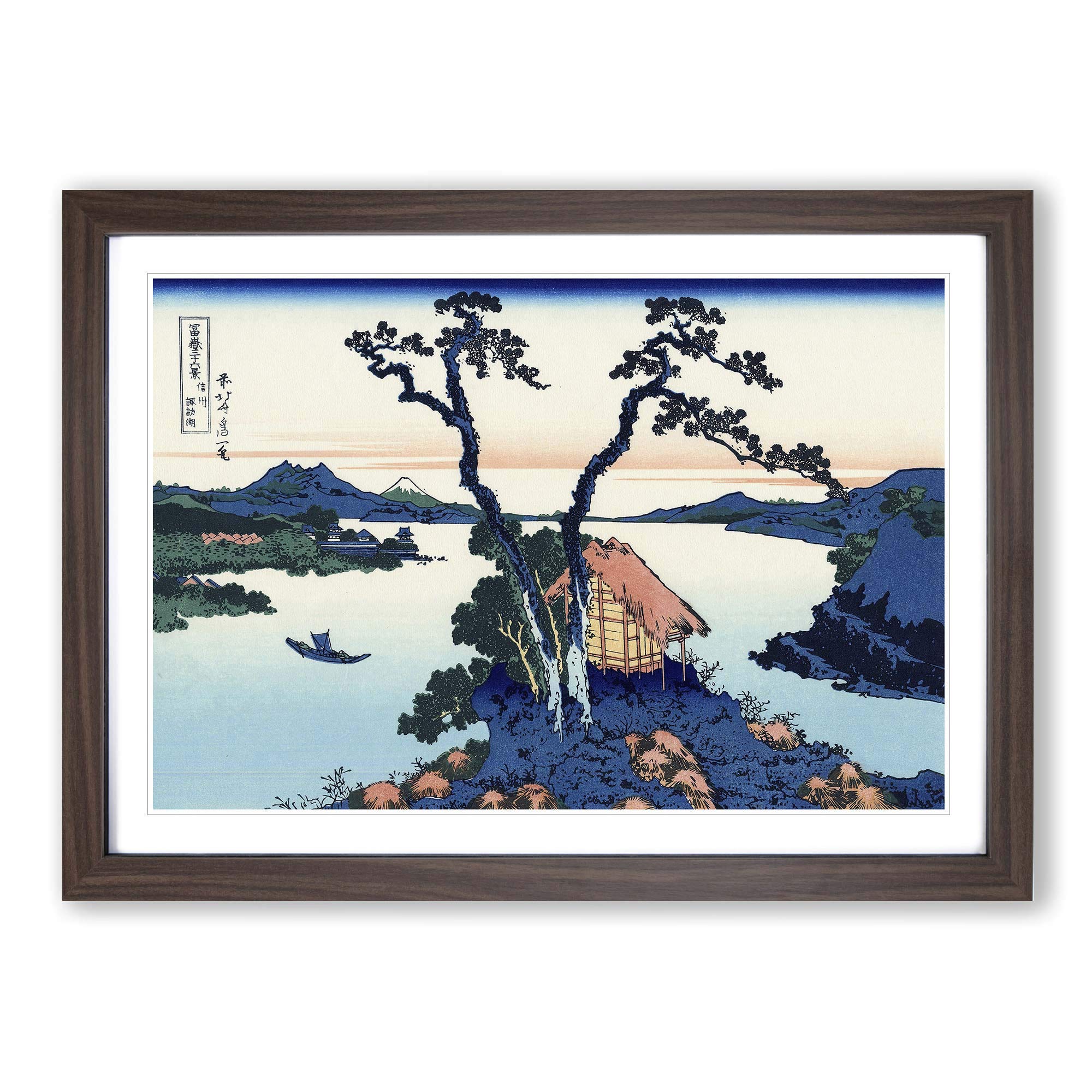 Big Box Art Hokusai Japanese Oriental Lake Suwa Framed Wall Art Picture Print Ready to Hang, Walnut A2 (62 x 45 cm)