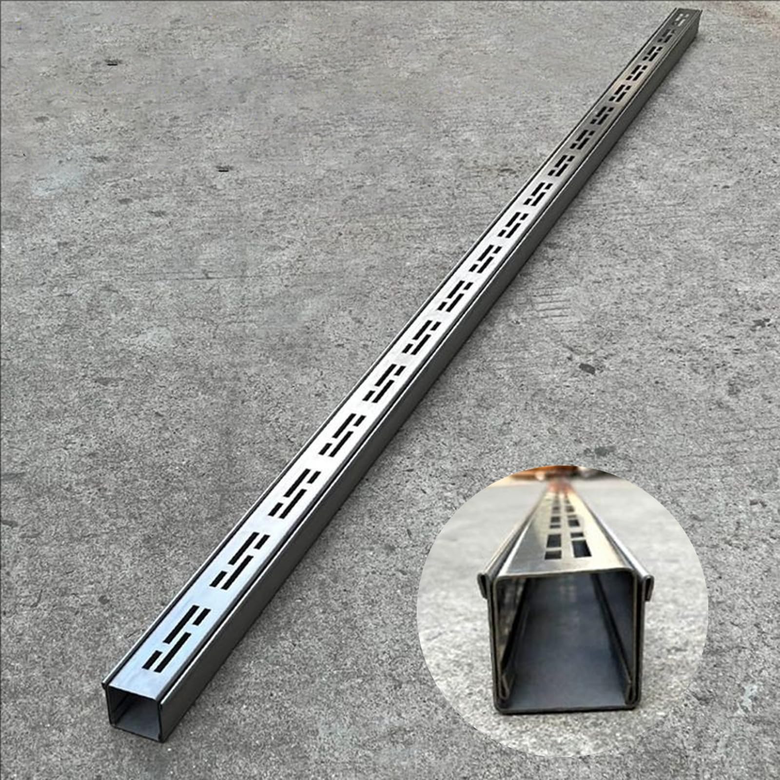 Caniveau mince en acier inoxydable pour piscine et terrasse au design épuré moderne 100cm