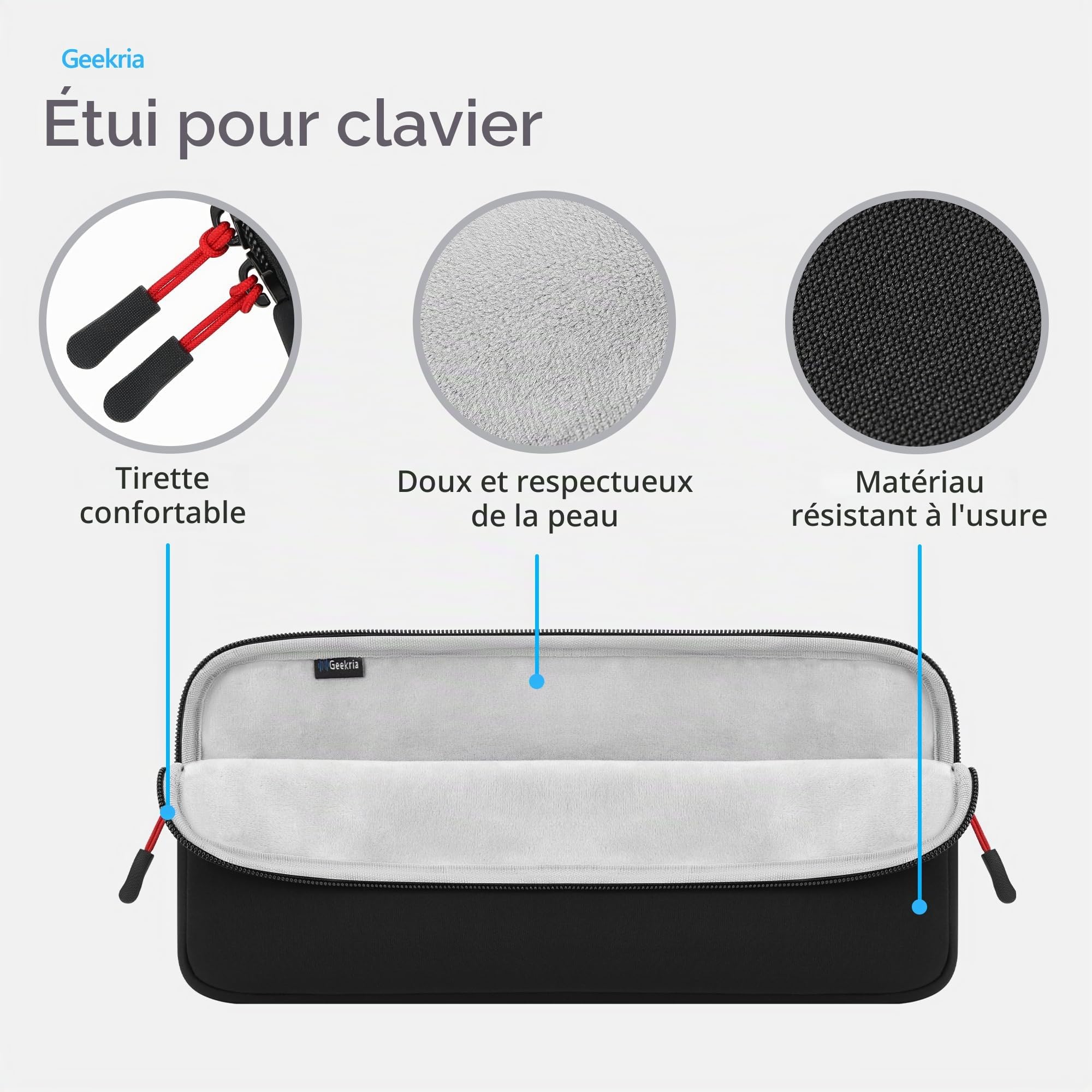 Geekria Housse de Voyage pour Clavier, Compatible avec Logitech MX Keys Mini/Pebble Keys 2 K380s / Keys-to-GO 2, Apple Magic Keyboard MXCL3LL/A, MXCK3LL/A, Keychron B1 Pro (Noir)