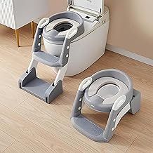 Infantso NORA (3-in-1) Baby Potty Ladder Seat for Kids 1-5 Years|Foldable with Height Adjustment & PU Cushion, Fits All Western Toilet Seat, Baby Potty Training Seat with Splash Guard, Handle, Ladder