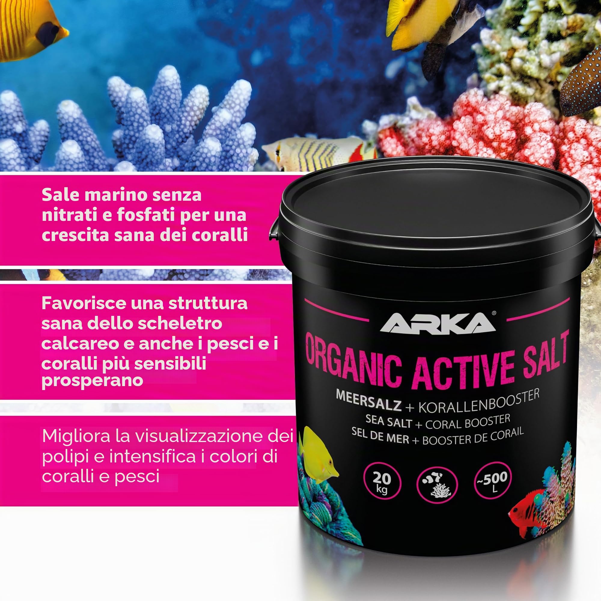 Sale da Barriera Acquario 20 kg - Organic Active Salt con Batteri
