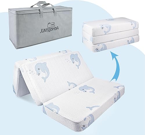 Colchón triple Pack and Play, 38 x 26 pulgadas, colchón Pack N Play con colchón de espuma viscoelástica suave y firme de doble cara para Pack N Play