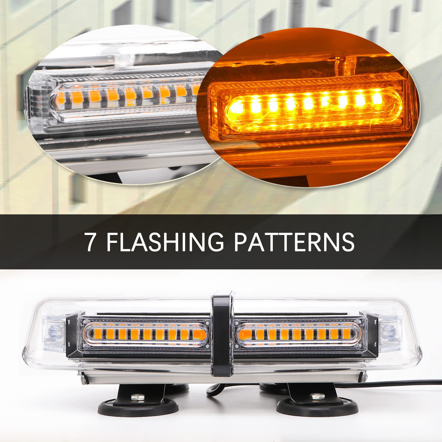 Faro Lampeggiante A LED ROUTEKING | 30 LED Amber, 7 Modalità | Con Base Magnetica Per Auto E Veicoli - Foto 11