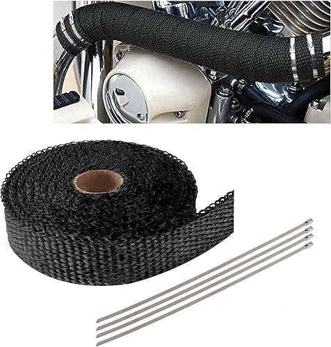 Protector térmico para tubo de escape de motocicleta de 16 pies con 4 lazos inoxidables, excelente cinta de escape para tubo de escape de automóvil
