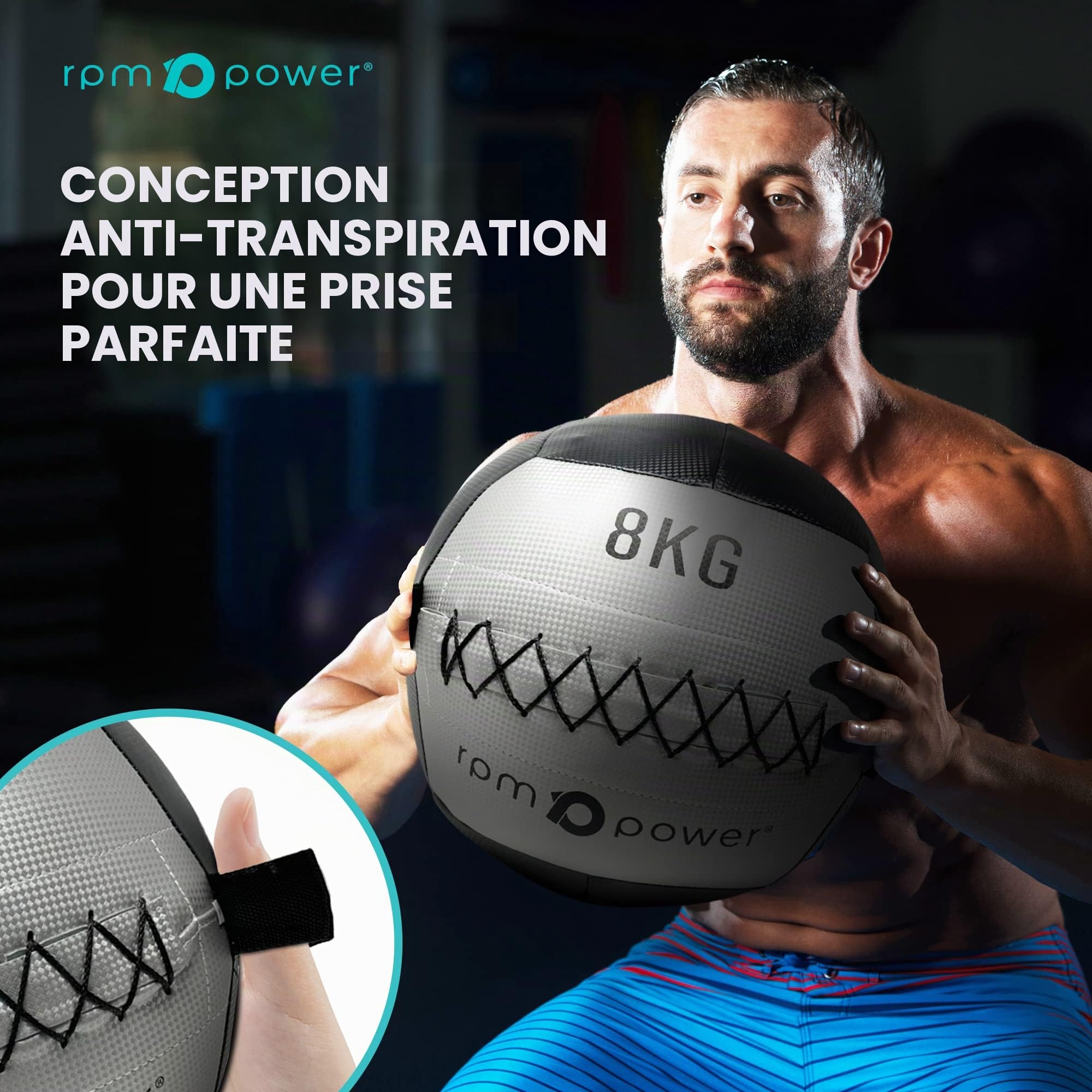 RPM Power Wall Ball – Médecine ball souple / médecine ball mural pour entraînement complet du corps et exercices de force (2 kg – 10 kg)
