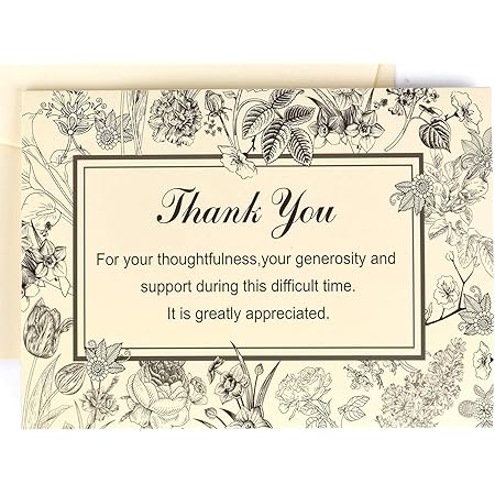 Amazon Com Funeral Thank You Cards With Envelopes 24 Pack Sympathy Note Cardset All Cards Are Blank Inside For Photo Or Personalized Message To Friends Family Office Products