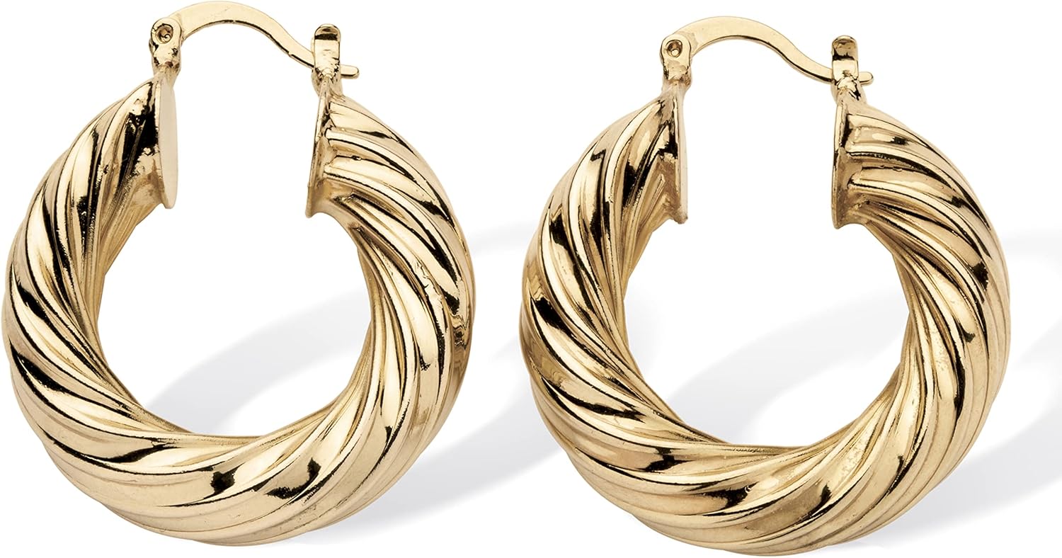 PalmBeach Goldtone Twisted Hoop Earrings (38mm)