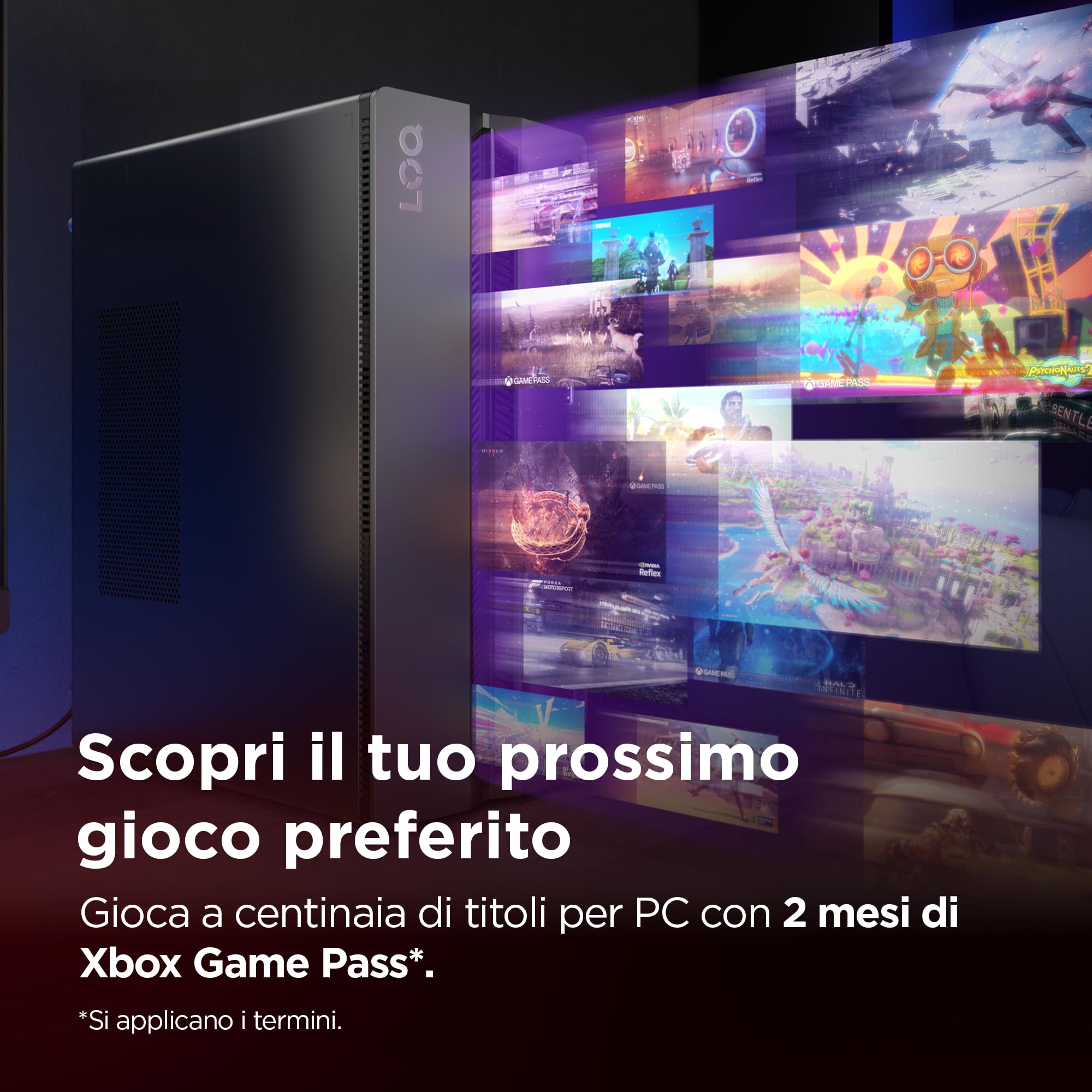 Lenovo LOQ 17IAX10 Desktop Computer, Intel Core Ultra 7 255HX, RAM 16GB, SSD 1TB, NVIDIA GeForce RTX 5060 Ti 8GB GDDR7, Windows 11 Home - Luna Grigio + Raven Nero
